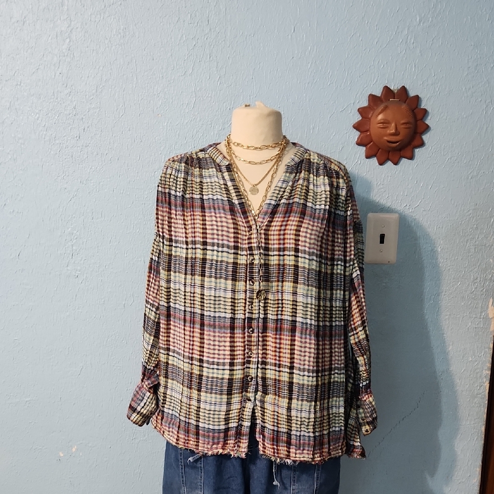 Free People Multicolor Plaid Shirt